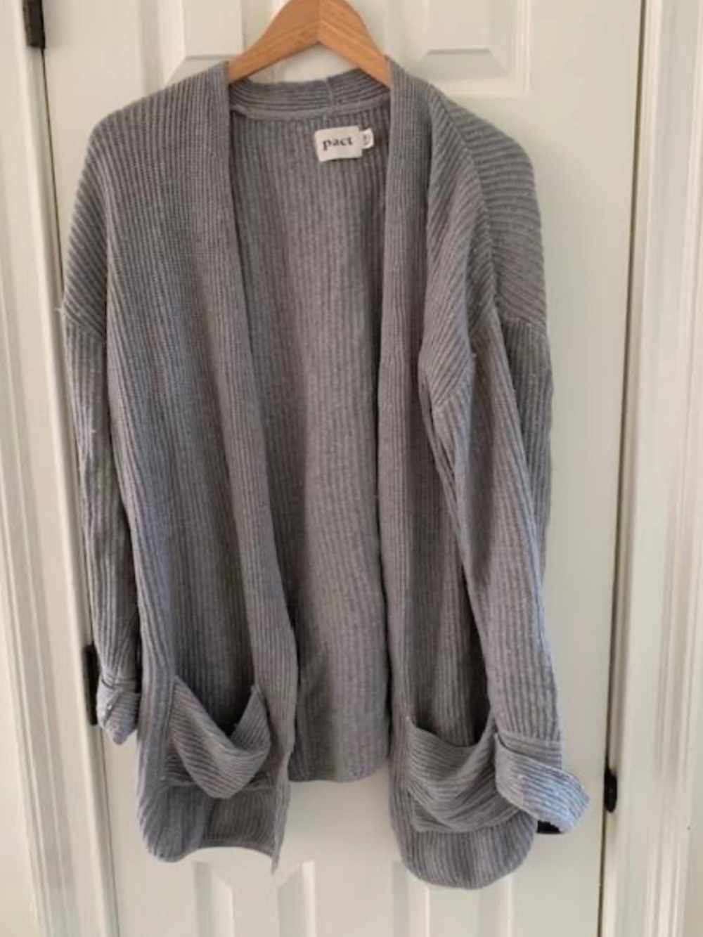 Pact Organic Oversized Gray Cotton/Wool Cardigan, size S/M